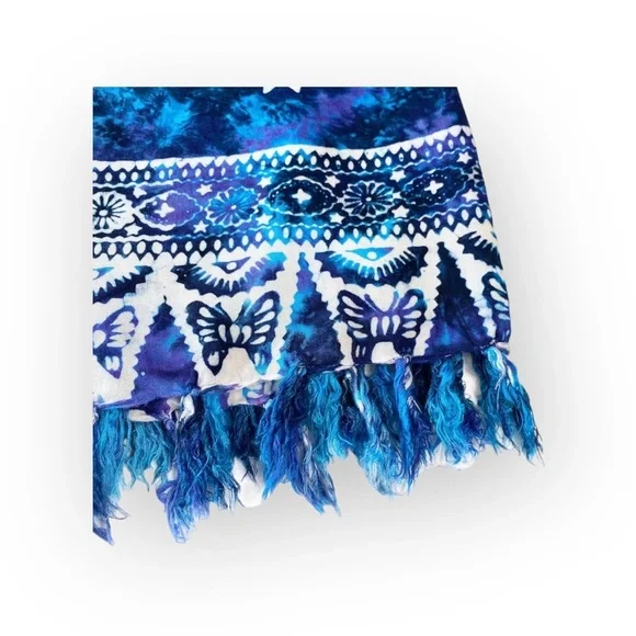 Butterfly Tie Dye Pareo Sarong Large Scarf 🝮 Many Ways to Wear 🝮 Purple Teal - Picture 6 of 16
